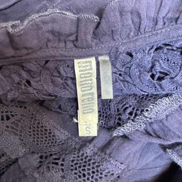 Divided Gauzy Lace Semi Sheer Long Line Button Front Ruffle Blouse Size S - Picture 6 of 7